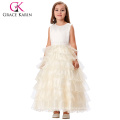 Grace Karin ärmellose Schichten Blumenmädchen Prinzessin Brautjungfer Champagner Festzug Mädchen Geburtstagsfeier Kleid 2 ~ 12Jahre CL008994-2